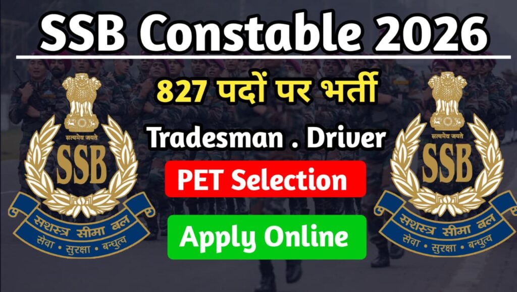 SSB Constable Tradesman & Driver Recruitment 2026